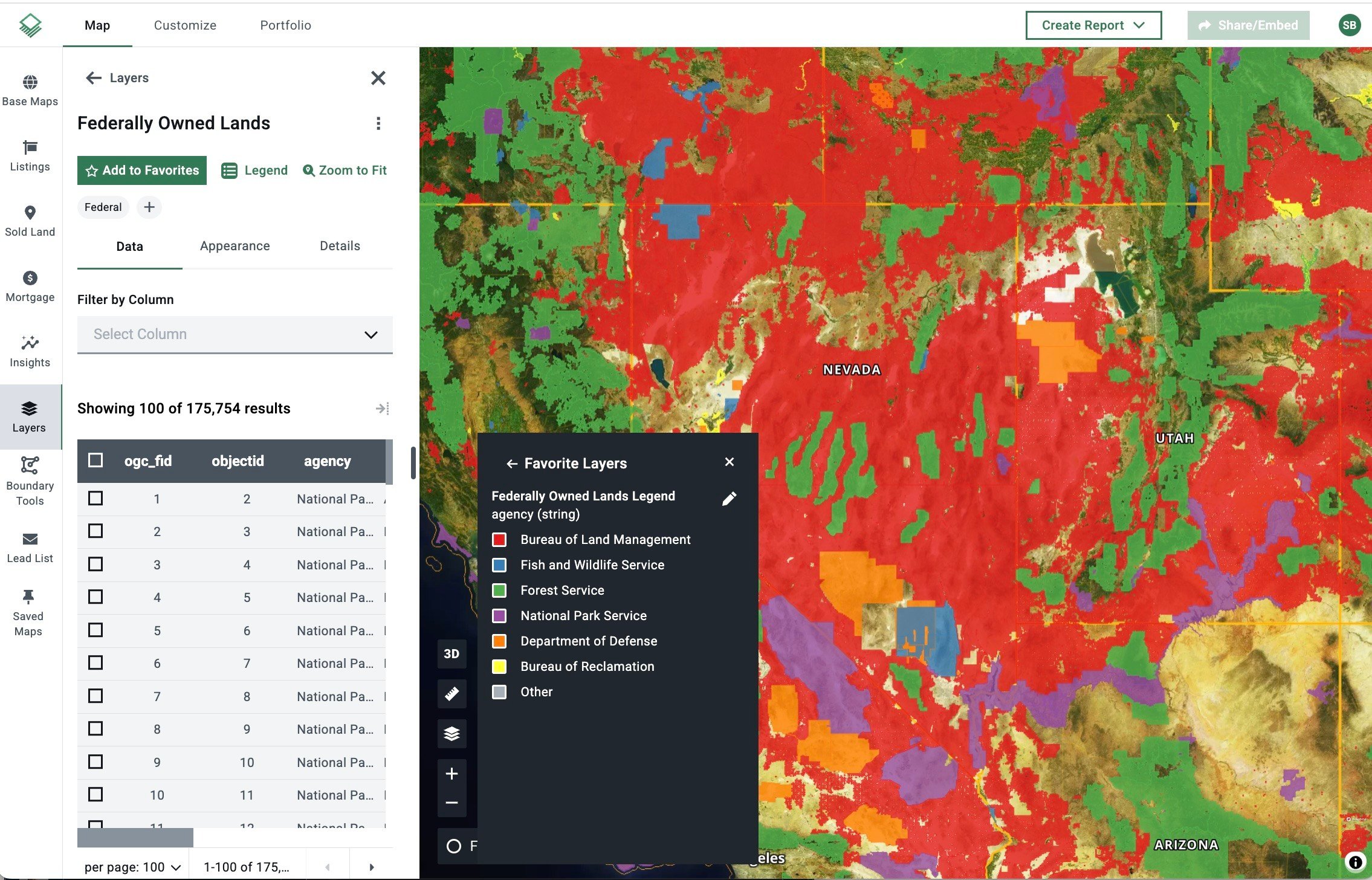 Map Highlight Federally Owned Lands Map